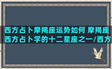 西方占卜摩羯座运势如何 摩羯座西方占卜学的十二星座之一/西方占卜摩羯座运势如何 摩羯座西方占卜学的十二星座之一-我的网站